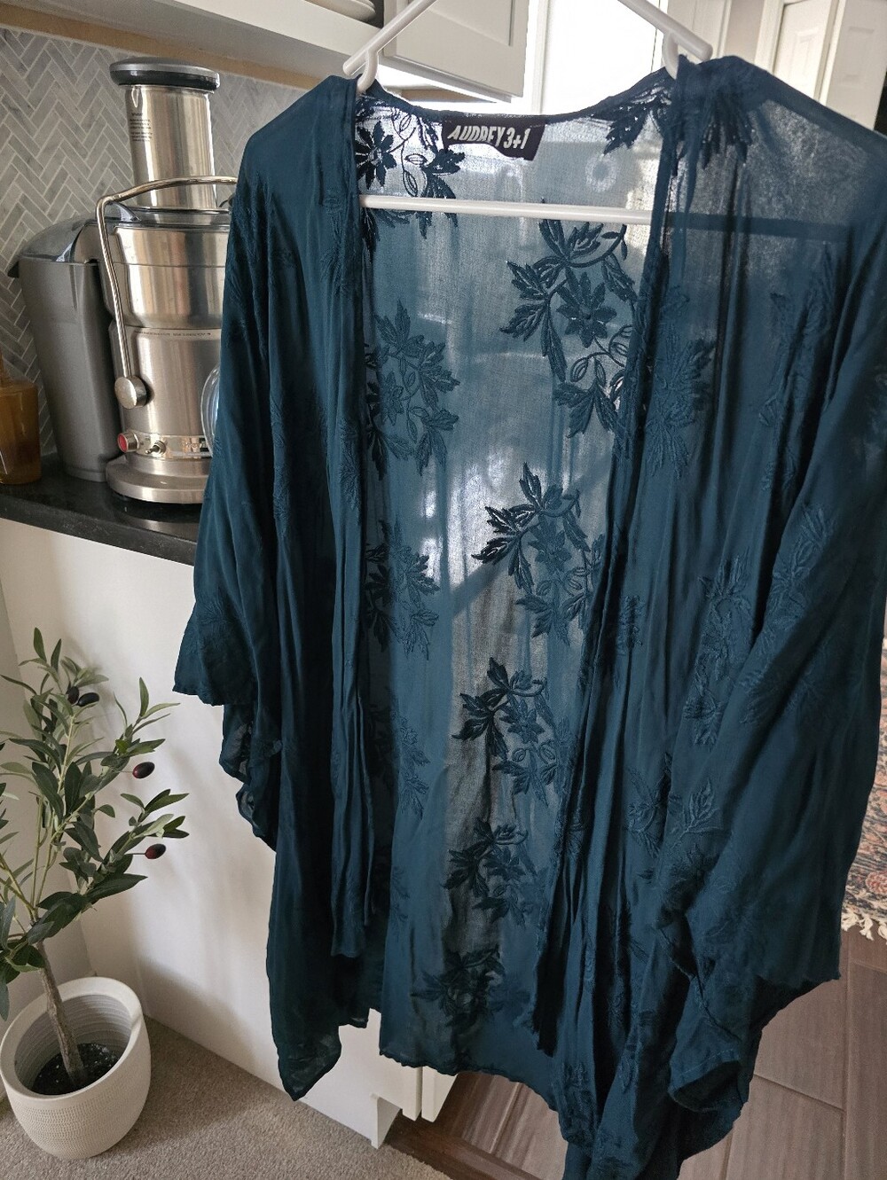 Audrey 3+1, Large, TEAL waterfall kimono